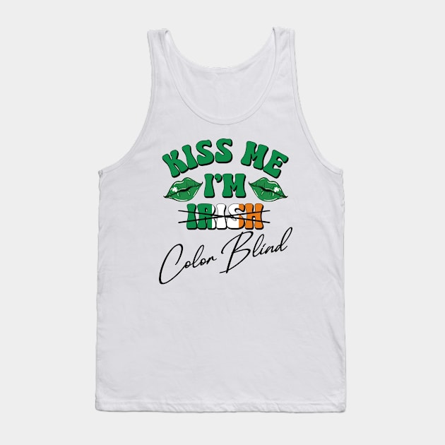 Funny St Patricks Day Colorblind Irish Lips Tank Top by Way Down South